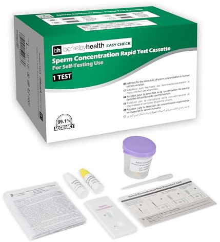 Berkeley Health Sperm Concentration Self Test Kit - Check for Normal or Low Count Concentration - Easy to Follow, Fast & 99% Accurate - 1 Pack
