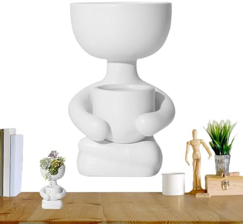 Ristyur Petits Pots en céramique | Petits Pots de Fleurs en Forme de Figurine – Portable pour yuccas, orpins, Pot de Fleurs pour Jardin, Cour, terrasse