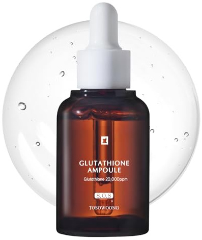 TOSOWOONG Glutathione Serum with 20,000ppm Glutathione, Niacinamide and hyaluronic acid, Dark Spot, Improve skin elasticity, Revitalize complexion, Korean Skincare, 30ml, 1.01 fl. oz.