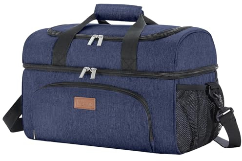 Lifewit Nevera Portatil Tela, Bolsa Nevera Porta Alimentos, Diseño de Doble Capa para Bolsas Termica, Grande Bolsa Termica porta Alimentos para Playa, Viaje, Picnic, Azul Oscuro 30L