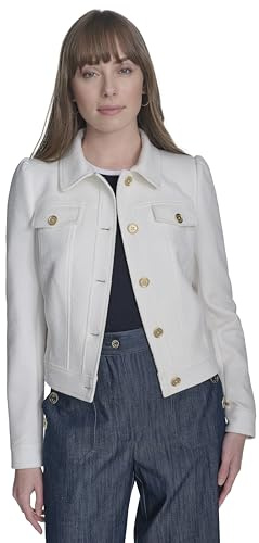 Tommy Hilfiger Women's Suits Trucker Jacket, Ivory, 8