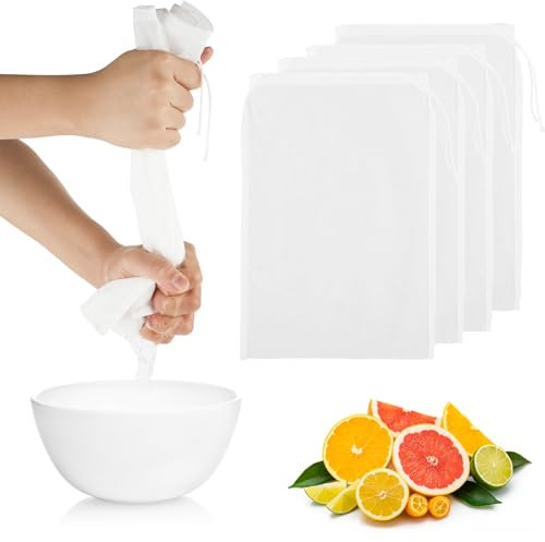 4 panni da formaggio per scolare, 30 x 20 cm, in nylon, per latte e frutta secca, riutilizzabili, per formaggio, latte noci, sacchetti a rete fine per cucinare, cuocere, spremere, fare formaggio