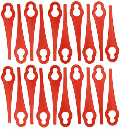 vhbw 20 x ersättningsknivar, ersättning för Grizzly 91099379 för grästrimmer – ersättningsblad röd, nylon/plast