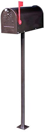 Mailbox, Outdoor-Standing Galvanised Steel Weatherproof Post Box Lockable American Style Newspaper Security Letterboxes for outside wall, wedding (Bronze)