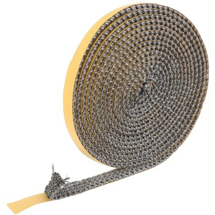 Feuerfestes Ofendichtband Selbstklebend, Glasfaser Kamindichtung bis 500°C, Flexible Ofendichtschnur für Kaminöfen, Holzöfen, Schornsteine, Industrieöfen, Ofenrohr Dichtung Zuschneidbar