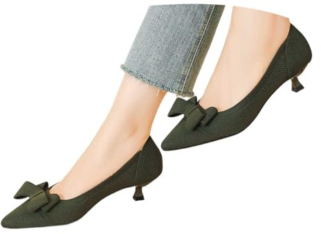 Nuqqichongtian Pumps, tacco piccolo, da infilare, scarpe da sposa, scarpe da festa, con tacco alto e tacco largo, elegante