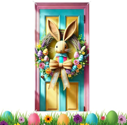 Banderolas De Pascua | Decoración de Primavera Impermeable 89x178 cm,Letrero para Puerta Principal Exterior - para Interior Exterior Entrada Celebración Fiesta de