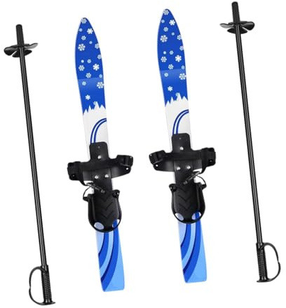 POXZSFX Esquís Cortos para Nieve, Bastones de esquí, Snowboard para niños, Juego de diversión Invernal, Tabla de esquí para niños, Patines de Hielo con Fijaciones, Paquete