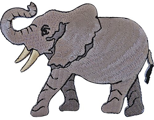 Elefanten-Aufnäher, zum Aufbügeln, für T-Shirt, Tasche, bestickt, Zoo-Tier-Applikation