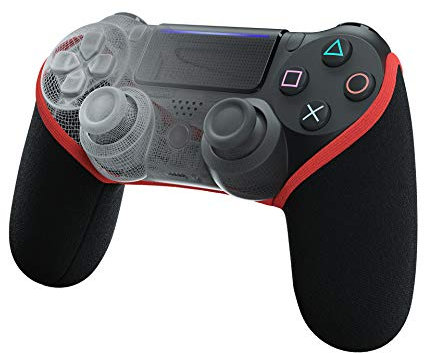 SMART GRIP Controller Hülle - kompatibel zu PS4 - Das ultimative Controller Anti-Sweat und Anti-Rutsch Upgrade, Waschbar (Schwarz/Rot)