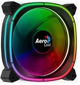 AeroCool ASTRO12 PC Fan – 120mm Fan with Carbon Fiber Finish,Omni RGB Lighting and 18 LEDs,Includes a 6-Pin Connector, Curved Blades and Anti-Vibration Pads, ARGB Hub Compatible,Single Fan, Black
