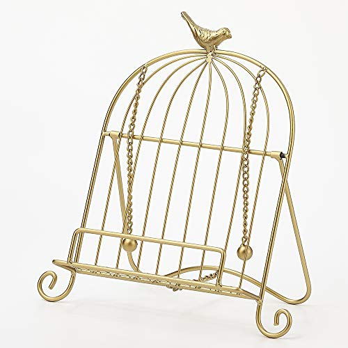 Jemeni Cookbook Stand for Kitchen, A Recipe Easel is Metal Birdcage Shaped