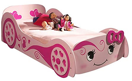 VIPACK Bett, Baumwolle, Rosa, Einzelbett