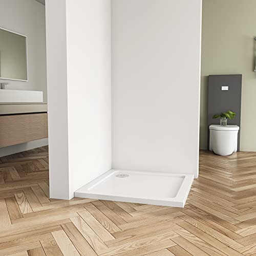 Huiyang 900x900mm x 30 mm New Stone Tray Shower Enclosure Walk in Bathroom Square + Free Waste