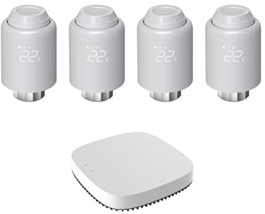 Kit de 4 Têtes Thermostatiques Connectées Universelle + Passerelle ZigBee - SILAMP