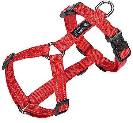 EXCELLENT ELITE SPANKER Harnais pour Chien en Nylon réfléchissant Harnais en Forme de L Ajustable pour Les Petites, Moyennes et Grandes Races de Chiens, pour la Promenade et Le Dressage(Red-M)
