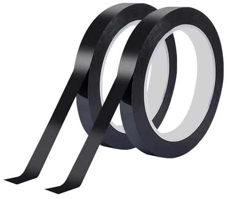 Qrity 2 Rouleaux de Ruban Adhésif en Mylar, 10mm x 66m Ruban Adhésif Isolant, Ruban Électrique, pour Isoler, Réparer et Protéger les Fils Électriques, Noir