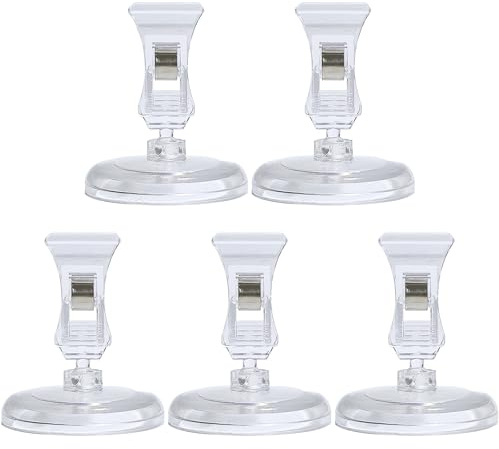 Lot de 5 supports d'étiquettes de prix, à clip, rotatifs, en plastique transparent, pour étiquettes de prix, porte-étiquettes d'étagère, support photo, clip de fixation