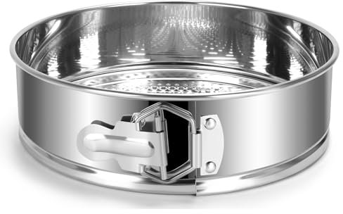 Juego de moldes para tartas de acero inoxidable, antiadherentes de 9 pulgadas, a prueba de fugas, sartén redonda para tartas de queso con parte inferior extraíble para olla instantánea y horno