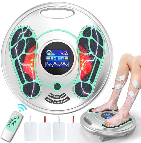 Medic Durchblutungs-stimulator Beine, Durchblutungsstimulator Füße Beine mit 4 TENS Elektroden Pads, 25 Therapiemodi & 99 Intensitäten EMS Fußmassagegerät Elektrisch für Durchblutung Neuropathie