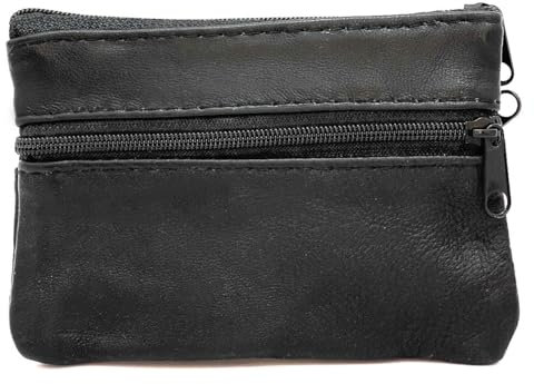 Charmoni - Portefeuille pour Homme - Porte-Monnaie en Cuir Véritable - Pochette à Monnaie Porte-clés (Noir)