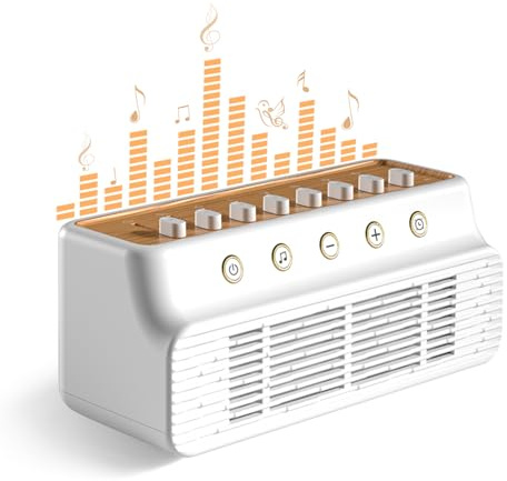 White Noise Machine | Shiawase Sounds of Nature Box | Tragbare Schlaf-Sound-Maschine Baby Erwachsene | 8 Naturgeräusche Mixer-Optionen Bluetooth-Lautsprecher | Schlafen Büro Yoga (weiß/Holzmaserung)