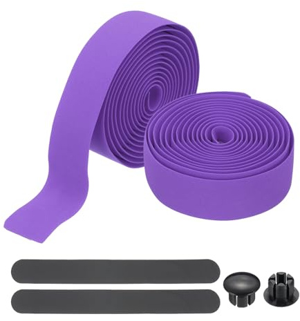 PATIKIL Nastro Per Manubrio Bici, 2 Rotoli 6.6 Piedi Nastro Presa Bici Ad Alta Elasticità Schiuma EVA Fascia Manubrio Ciclismo Comfortabile Antiscivolo Ammortizzamento Fascia Bici, Viola
