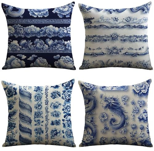 Cuscini Esterno Blu Federe Cuscini Divano 70x70cm Cuscino Divano Classico Velluto Copricuscini Decorativi Doppia Faccia Stampa Fodera per Cuscino per Sedia Camera Letto Arredo Esterni Giardino JL-231