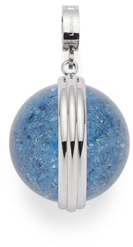 JEWELS BY LEONARDO Anhänger Clip & Mix Snowball • Ketten-Anhänger aus silberfarbenem Edelstahl • große jeansblaue Kristallperle in Crackle-Optik • Clip M (4,8 mm Ø) • Schmuck Geschenk Damen • 025649