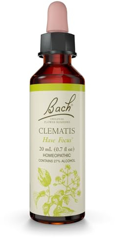 Bach Original Flower Remedies, Clematis - Have Focus - Natural Homeopathic Flower Essence for Emotional Balance - Vegan, Gluten Free, Sugar Free - 20mL Dropper