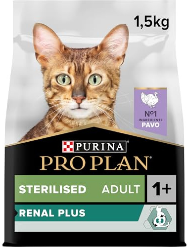 PURINA PRO PLAN | Renal Plus | Chat | Croquettes complètes pour Chat Adulte Stérilisé | Soutient la santé rénale et urinaire | Riche en protéines pour la gestion du poids | au Saumon | Sac | 1.5Kg