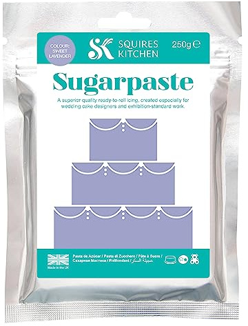 Squires Kitchen Sweet Lavender Ready To Roll Sugarpaste Icing for Decorating Cakes, Cupcakes and Cookies, Premium Quality Rolled Fondant - 250g