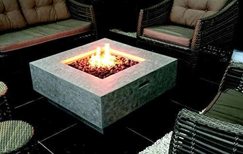 Geukes Feu de terrasse à gaz, table à feu Etna, env. 91 x 91 x 38 cm