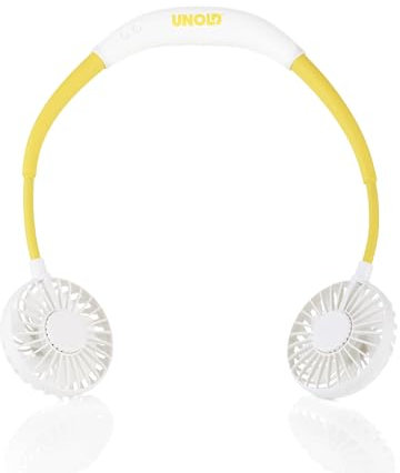 UNOLD 86690 Nackenventilator Breezy White - Weiß, Nackenbügel, 3-stufige Geschwindigkeitsregelung, LED-Kontrollleuchte, LED-Beleuchtung, freie Hände, Akku bis 8std.