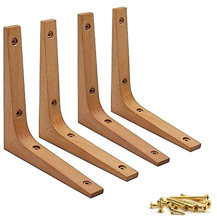 DIYH Rustikal Holz Regalträger Für Kinderzimmer, Wand Regalwinkel Unsichtbar, Regalhalterung Für Schwebendes Regalbodenträger, 170mm 2 Packungen, Stabile Struktur Aus Massivholz, Kleine Holzregale
