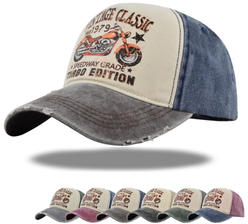 YULOONG Vintage Baseball Cap Klassische Retro Outdoor Sport Cap Motorrad Sonnenhut 100% Baumwolle für Mann Frauen A