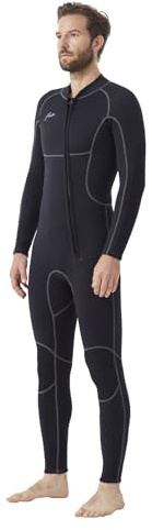 Hevto Men Wetsuits 3/2mm Neoprene Front Zip Full Wet Suit Keep Warm for Surfing Swimming SUP Snorkeling Diving (M2-Black, L)