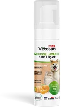 Clément Thékan - Vétosan Mousse Lavante sans Rinçage pour Chiens et Chats - À Base d’extrait de clémentine Bio de Corse - 150 ML