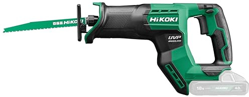 HIKOKI Akku Säbelsäge CR18DMA (18V, Sägehub: 29 mm, Leerlaufvibration: 8,7 m/sec², Sägen in Holz Ø: 300 mm, Sägen in Rohr Ø: 130 mm, Sägen in Stahl Ø:19 mm,) OHNE Akku, Ladegerät und Transportkoffer.