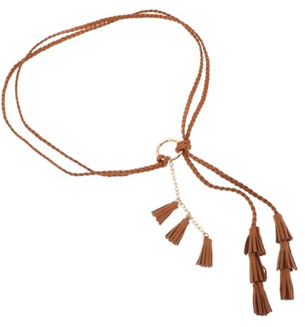 VALICLUD Cintura in Corda Color Cuoio Per Abito Da Donna Con Nappe Intrecciate