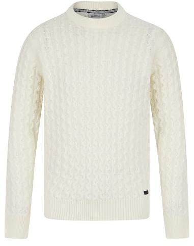 Tokyo Laundry Men's Nonso Wool Blend Chunky Cable Knit Crew Neck Jumper Cream