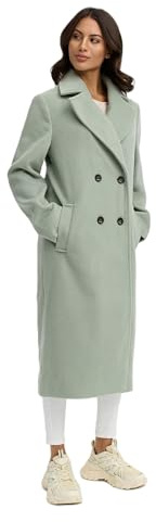 Navahoo Damen lange Übergangsjacke Mantel in Woll-Optik mit Reverskragen Sternlein 14 Smokey Mint Gr. XL