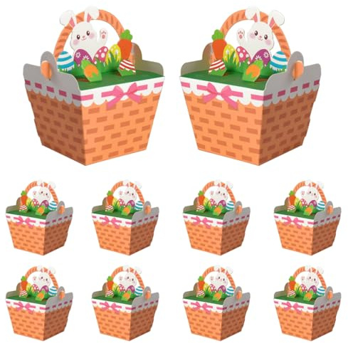 OUDQFCJ Confezione da 10 scatole Regalo pasquali per Carote Fai da Te e riempimento, Decorazione Pasquale Fai da Te, per Bambini e Adulti, dolciumi, Biscotti, Cioccolato