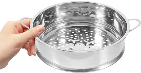 Toyvian Panier Vapeur Inox avec Poignées Insert Cuisson Vapeur pour Boulettes et Buns Accessoire Cuisine Compact et Empilable Acier Inoxydable