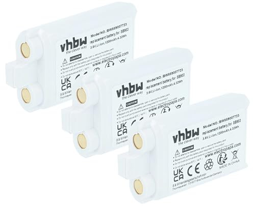 vhbw 3x batteria sostituisce Shure SB903 per sistema radiomicrofonico, trasmettitore (1200mAh, 3,7V, Li-Ion)