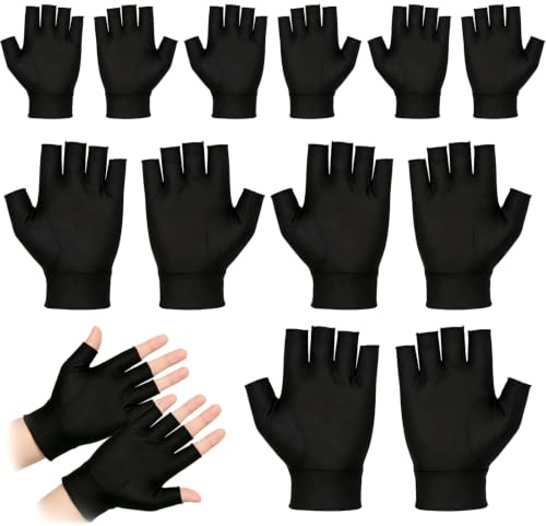 6Pairs Moisturizing Gloves - Black Cotton Gloves for Eczema & Dry Hands Sleeping, Fingerless Design Overnight Moisturising Glove for Women