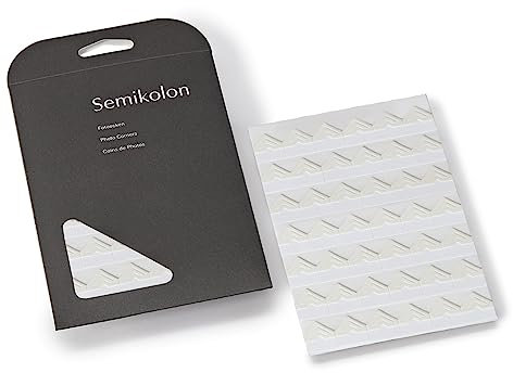 Semikolon Fotoecken creme-weiß | 252 Stück |Dekorative, selbstklebende Fotokleber für Fotoalben | Hochwertige Foto-Sticker / Fototape