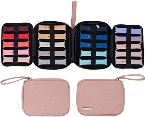 PACMAXI 20 Watch Bands Storage Carrying Case Compatible with Watches,Expandable Watch Band Holder Stores 20 Watch Bands Fit for Most Sizes of Watch Straps,Organizer for Watch Bands, Bag Only (Pink)