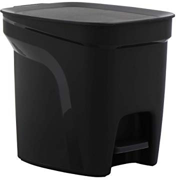Tramontina 7 litri cucina bagno camera da letto cestino rifiuti e rifiuti riciclaggio con pedale e coperchio, plastica, 26 cm di lunghezza x 21 cm di larghezza x 23,5 cm di altezza, nero, 92851409