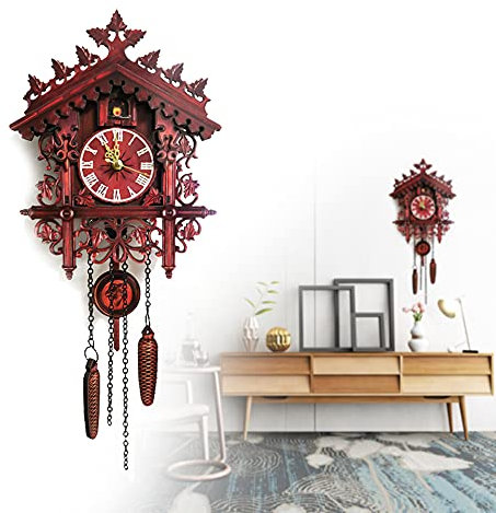 Elegante reloj de cuco vintage, reloj de cuco, reloj de pared de madera, para habitación infantil, decoración del hogar
